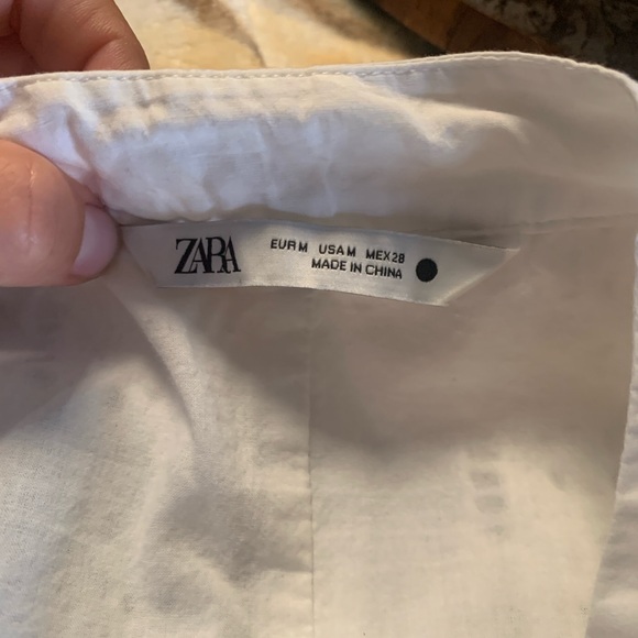 Zara Eyelet Dress size M‎ white mini buttons up collar summer vacation travel - Picture 8 of 16